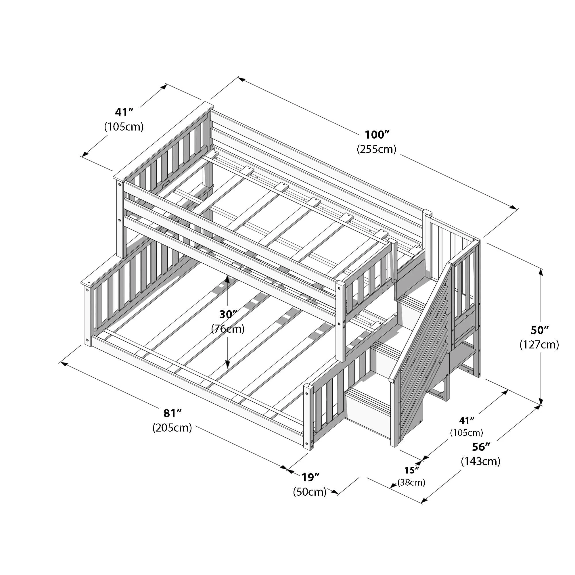 Twin Over Full Low Bunk Bed With Stairs - Image 25