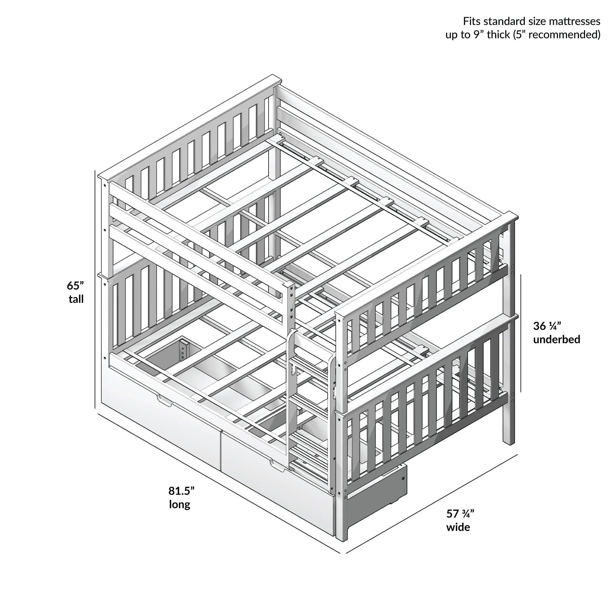 Full Over Full Bunk Bed With Storage Drawers - Image 14