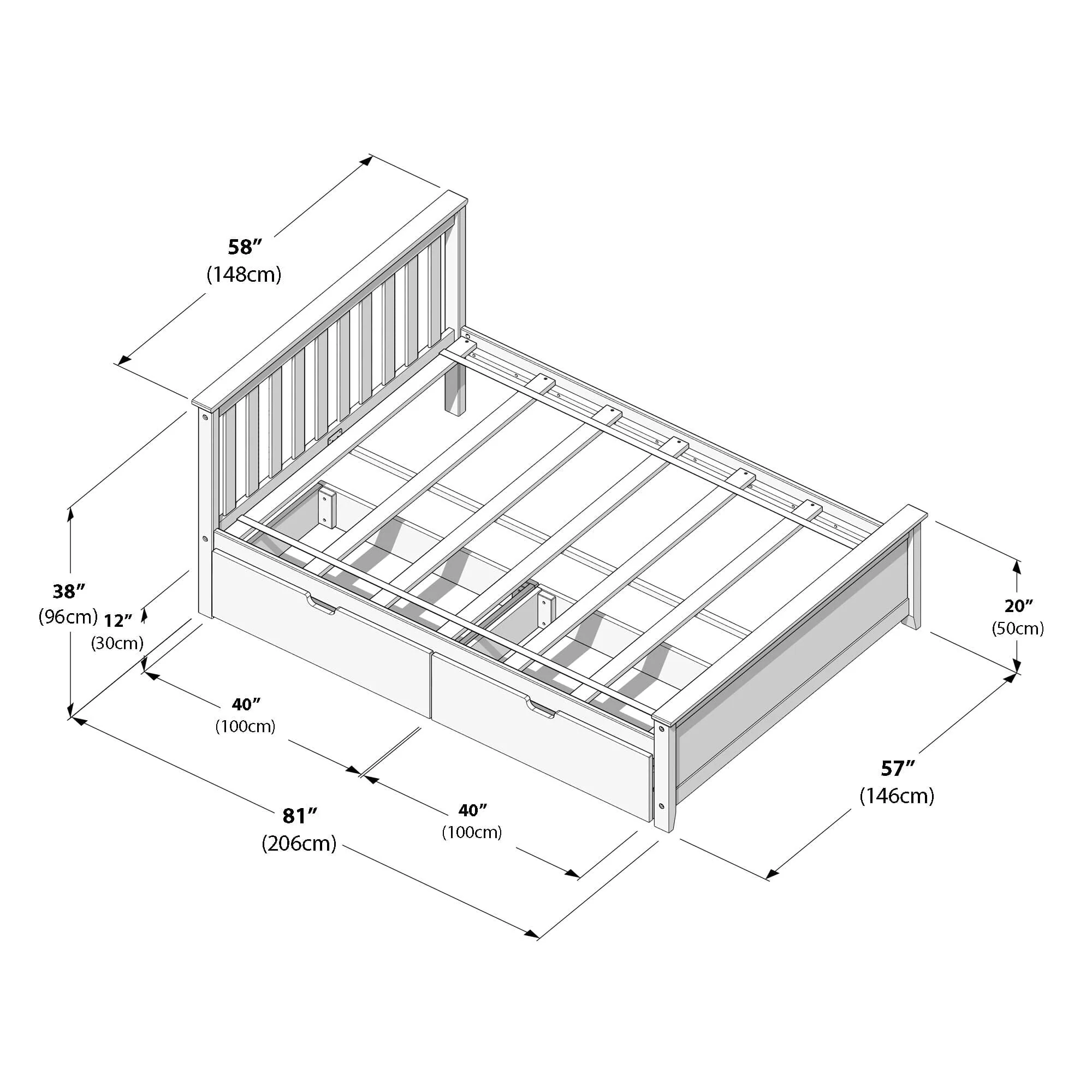Full Slatted Bed With Storage Drawers - Image 41
