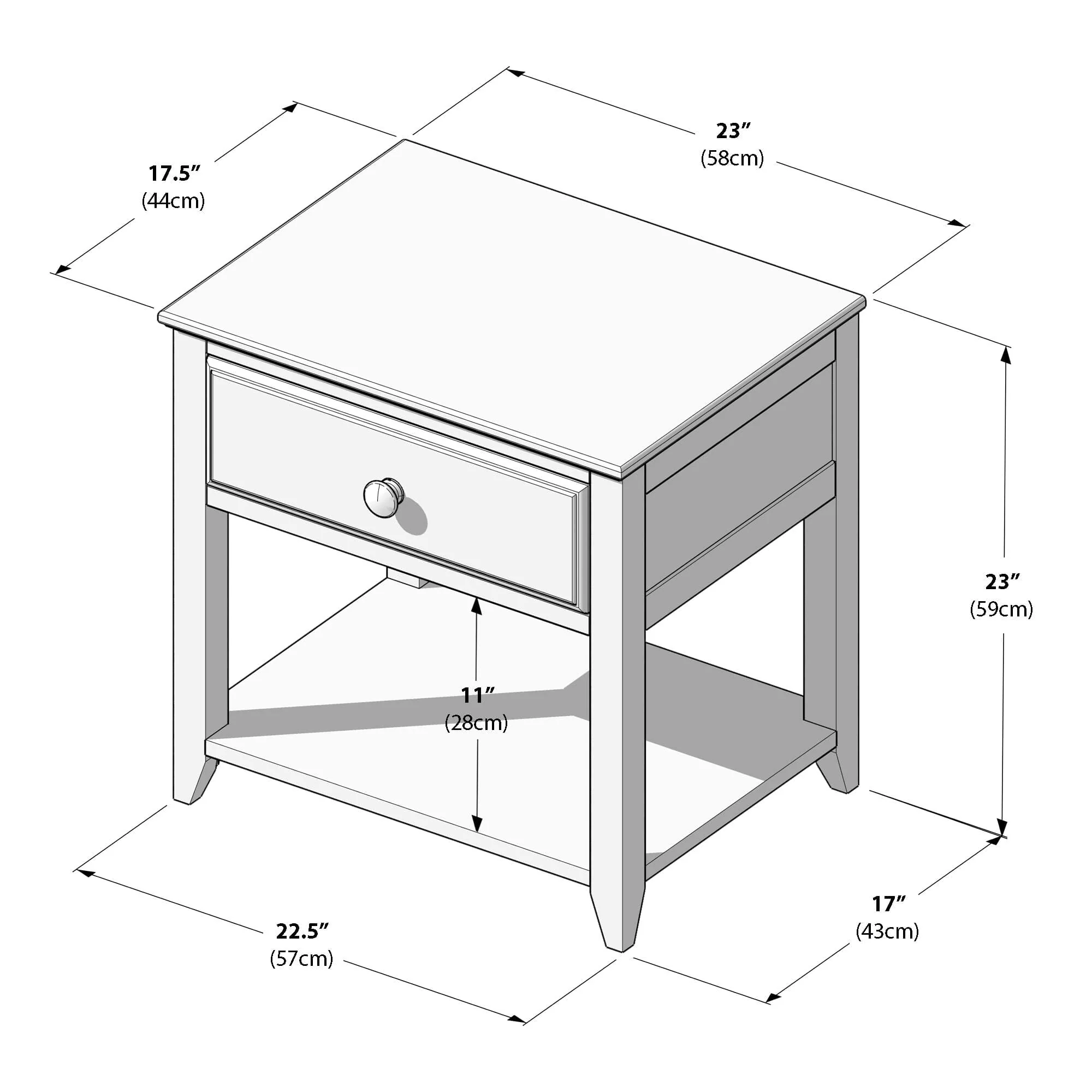 Nightstand with Drawer and Shelf - Image 33