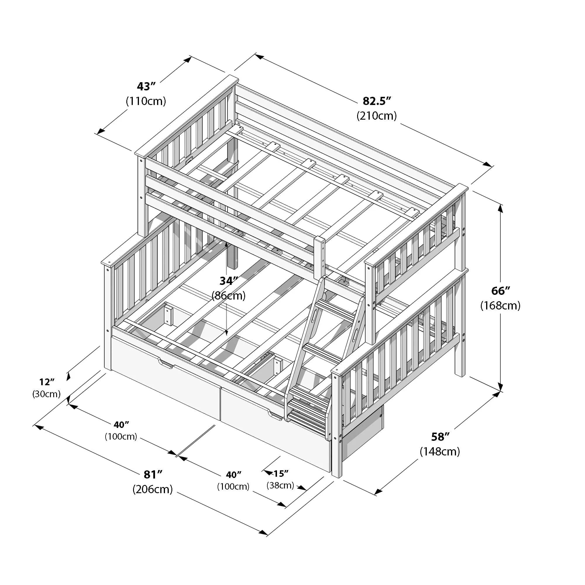 Twin Over Full Bunk Bed With Storage Drawers - Image 37
