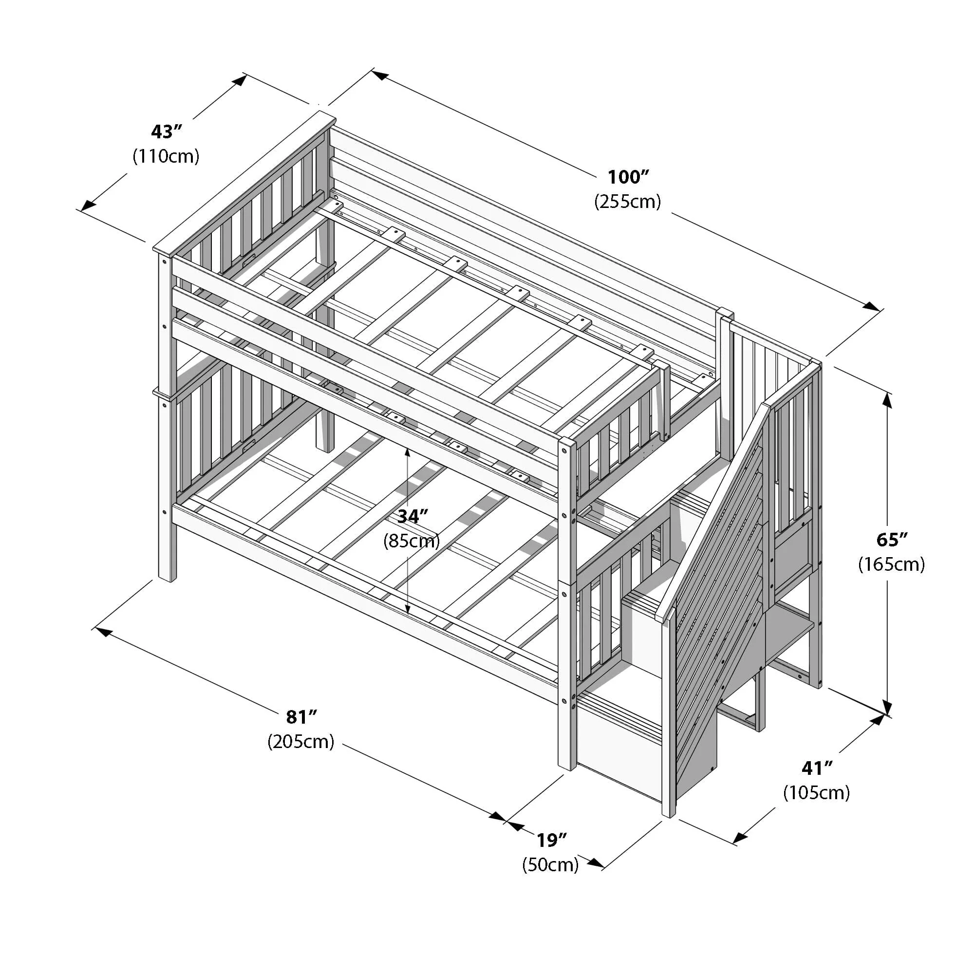 Twin Over Twin Bunk Bed With Stairs - Image 33
