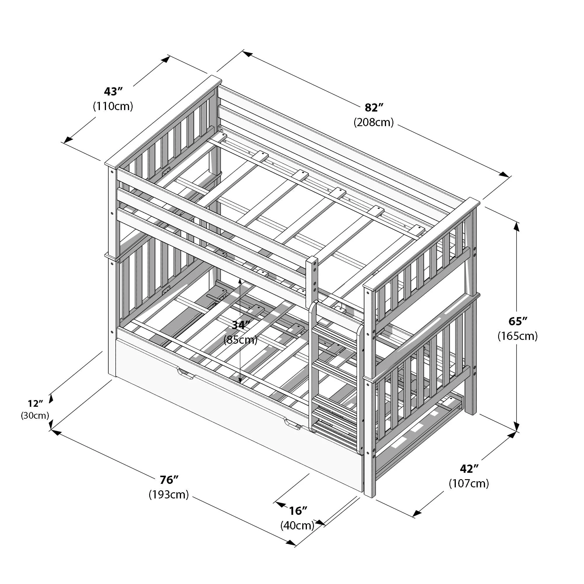 Twin Over Twin Bunk Bed With Trundle - Image 45