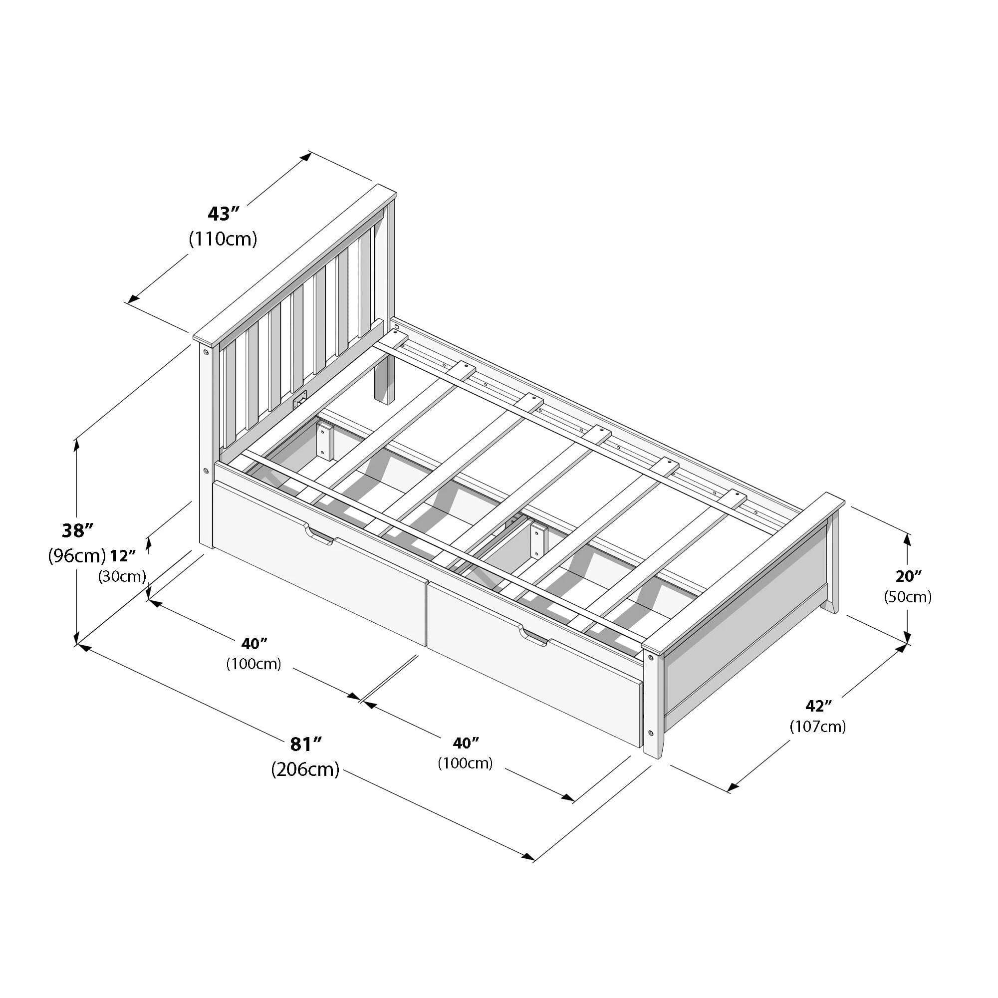 Twin Slatted Bed With Storage Drawers - Image 44