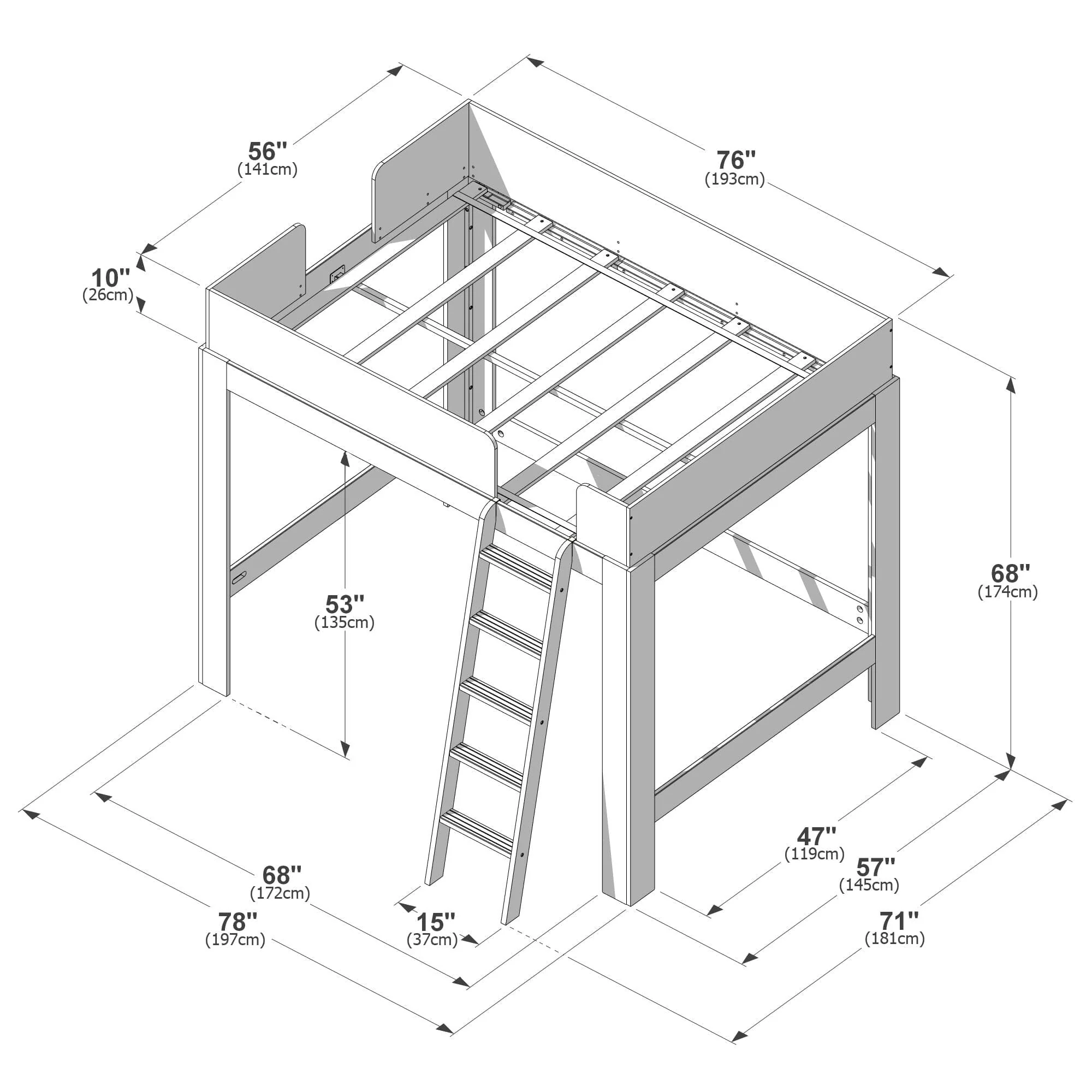 Mid-Century Modern Full Loft Bed - Image 24