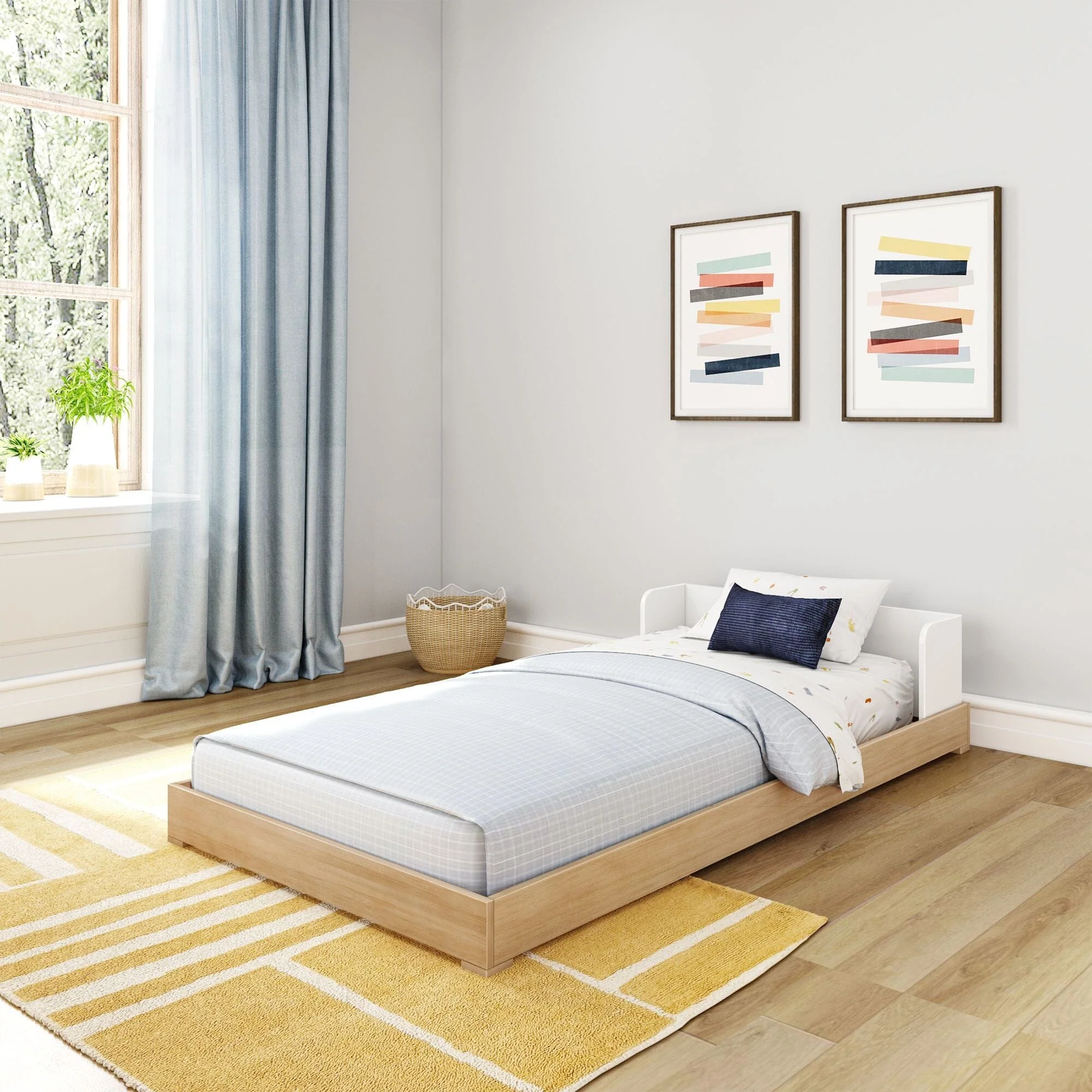 Mid-Century Modern Twin Floor Bed