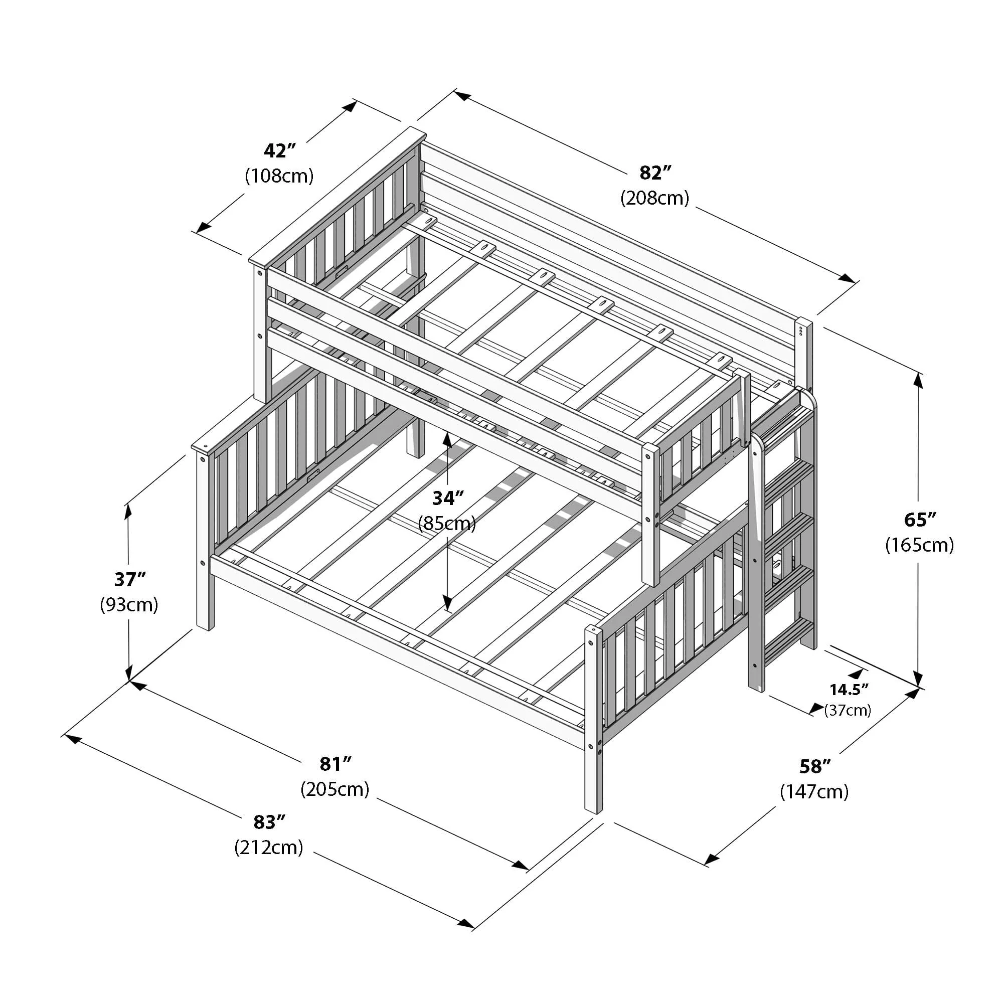 Twin Over Full Bunk Bed With Ladder on End - Image 33