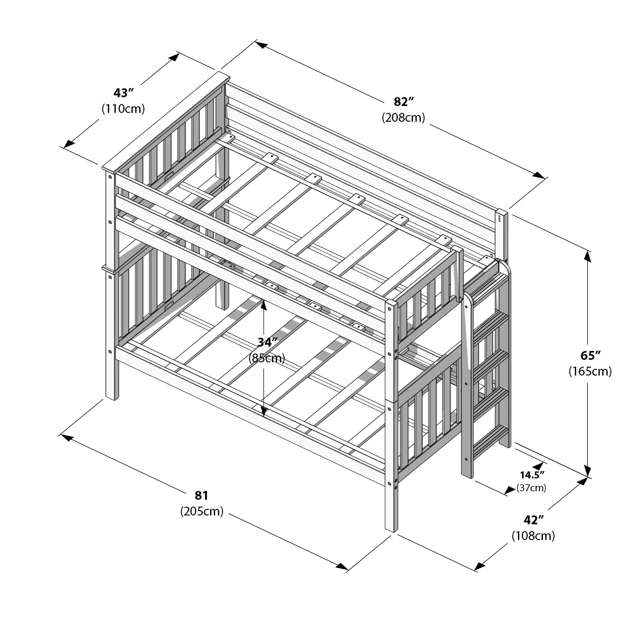 Twin Over Twin Bunk Bed With Ladder on End - Image 31