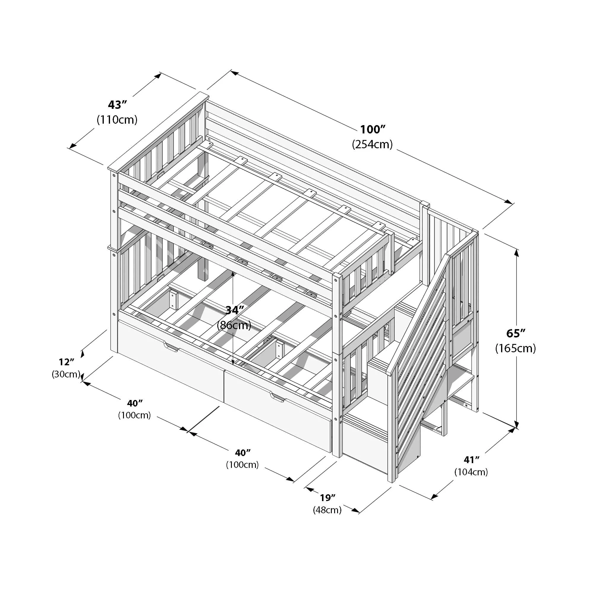 Twin Over Twin Bunk Bed With Stairs & Storage Drawers - Image 35