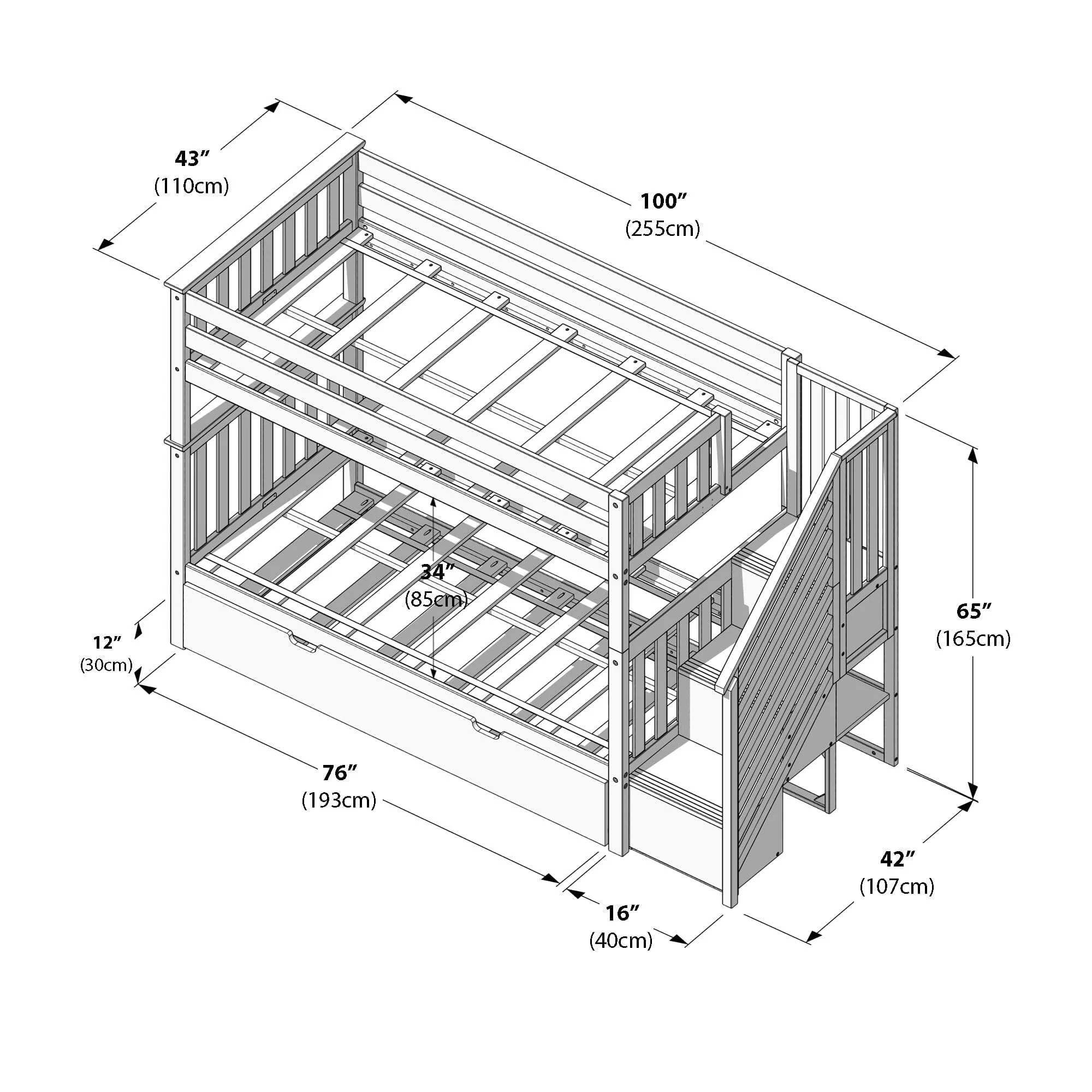 Twin Over Twin Bunk Bed With Stairs & Trundle - Image 24