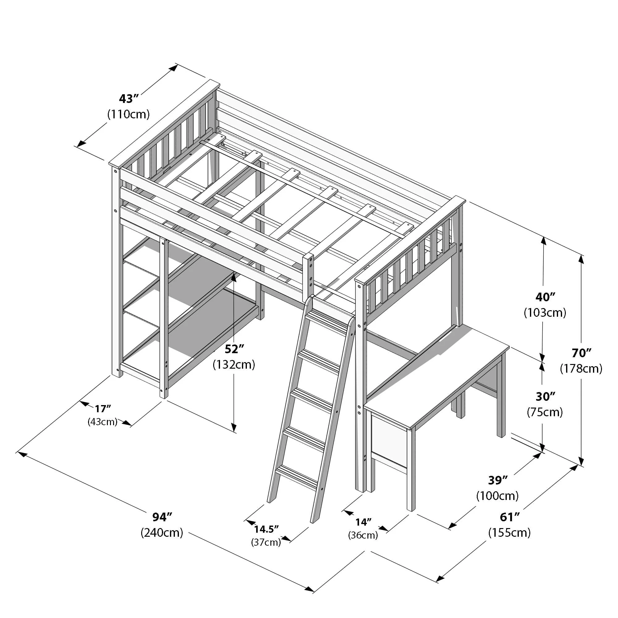 Twin Loft Bed With Bookcase & Desk - Image 31