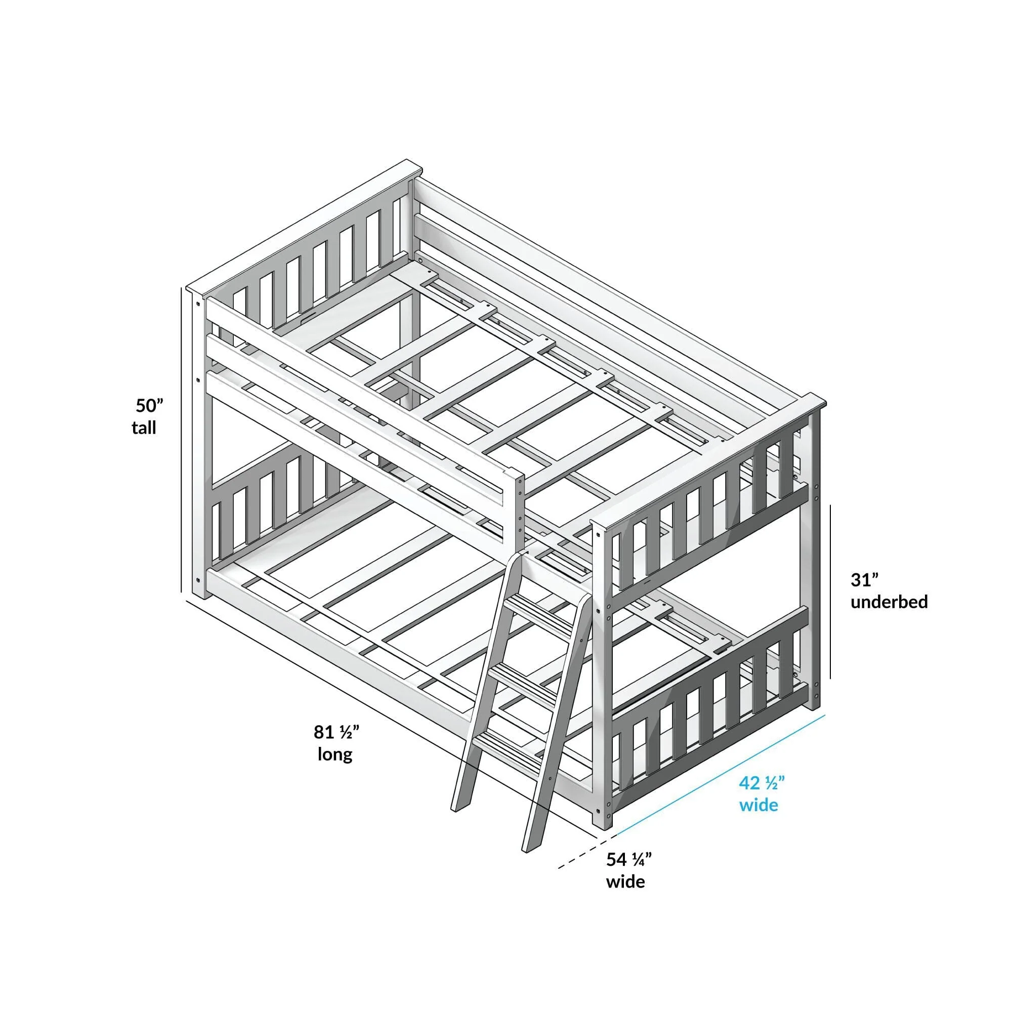 Twin Over Twin Low Bunk Bed With Curtain - Image 107