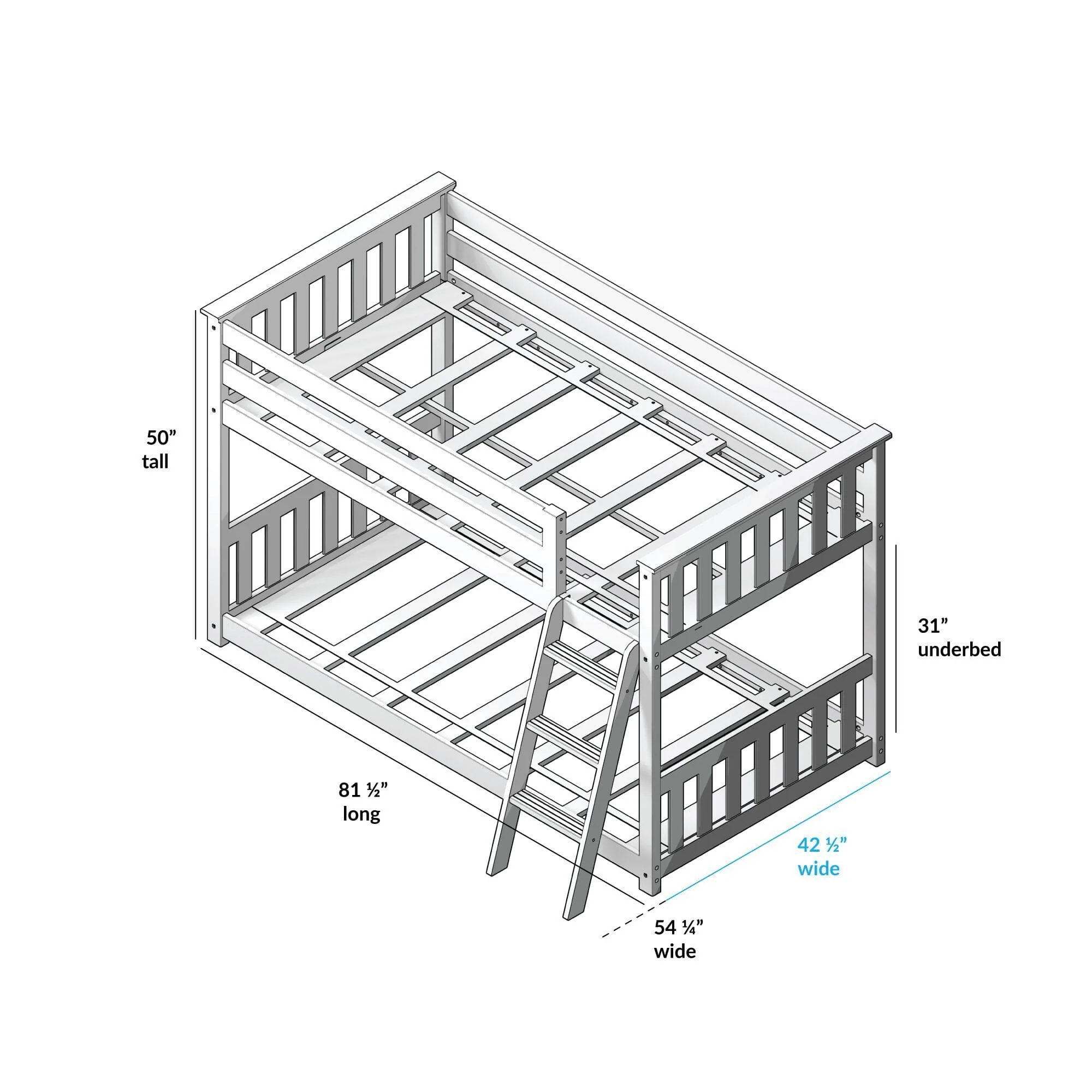 Twin Over Twin Low Bunk Bed With Curtain - Image 97