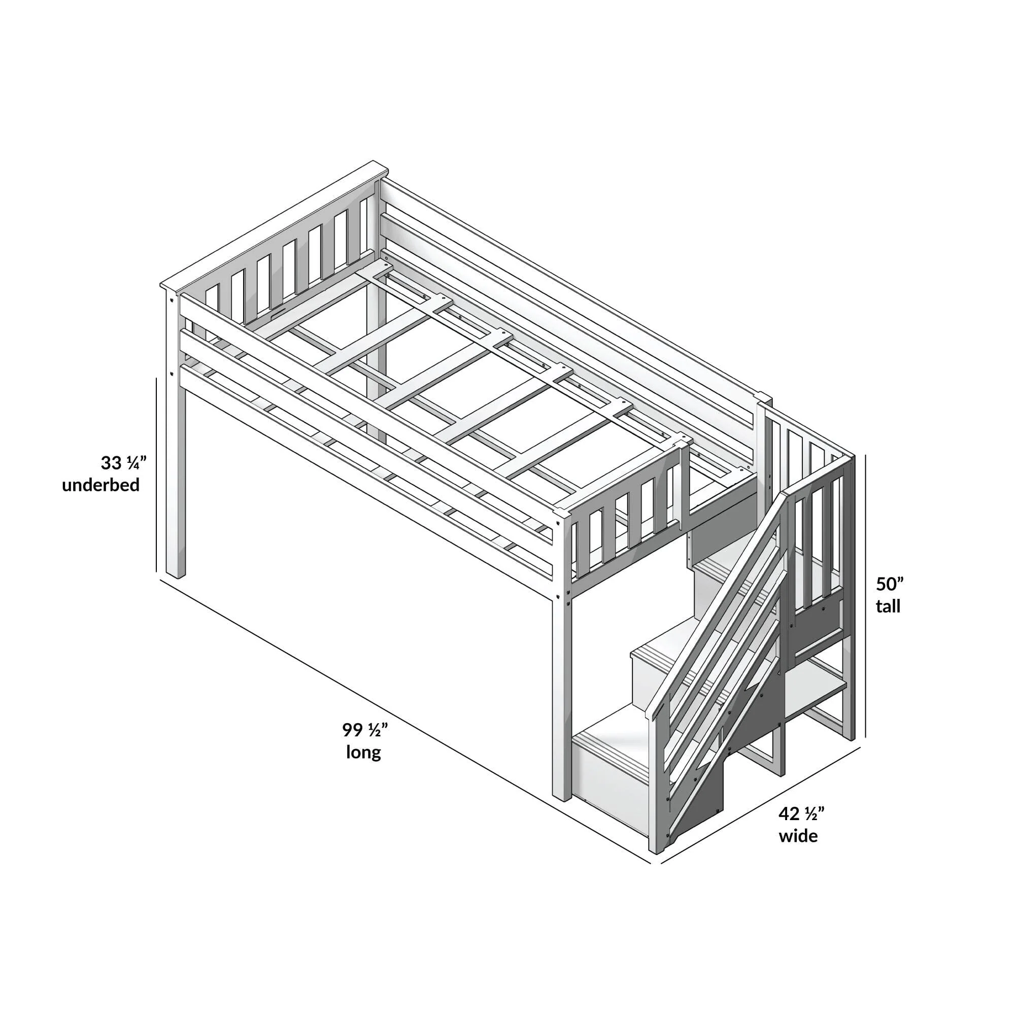 Twin Low Loft Bed With Stairs - Image 13