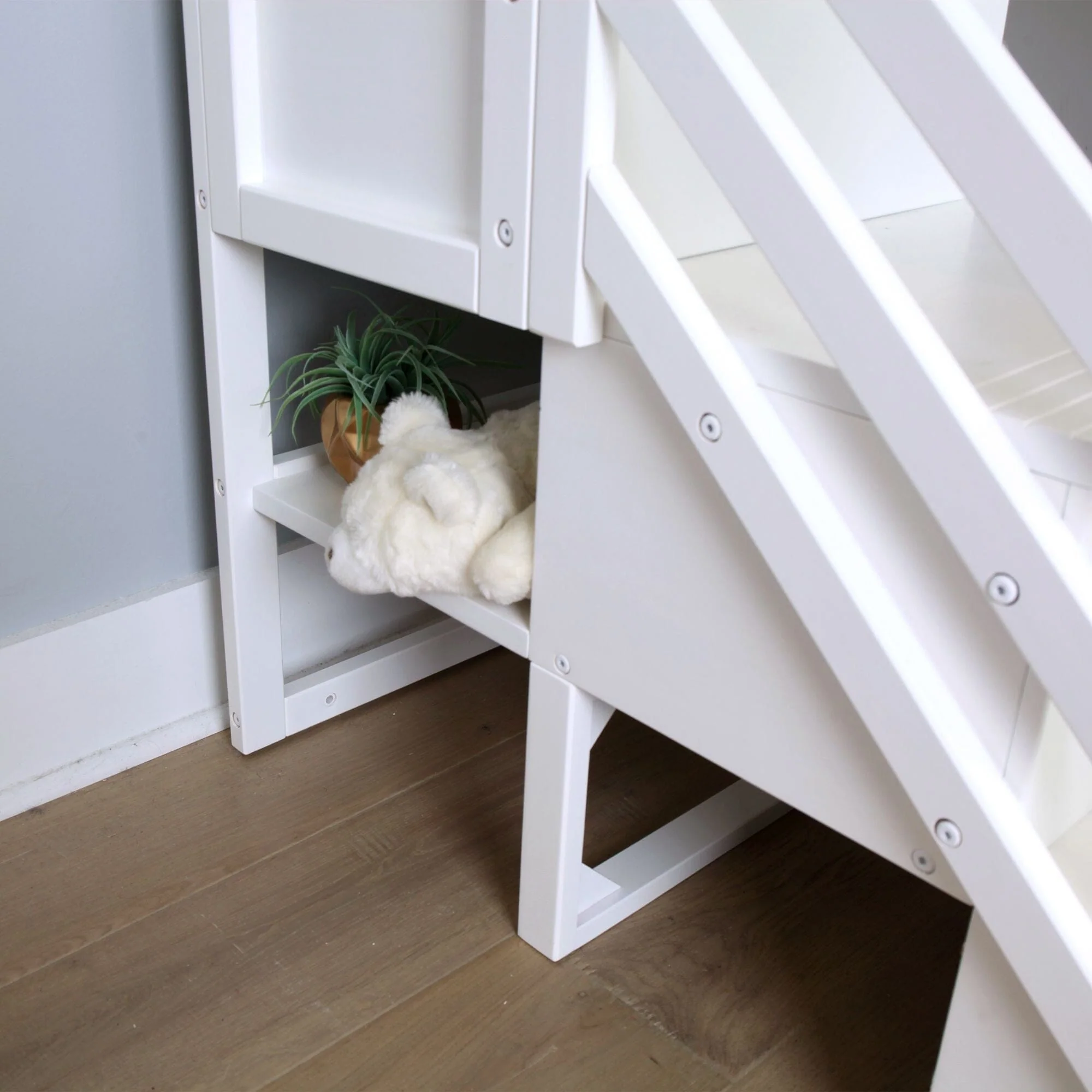 Twin-Size Low Loft with Stairs + Curtain - Image 33