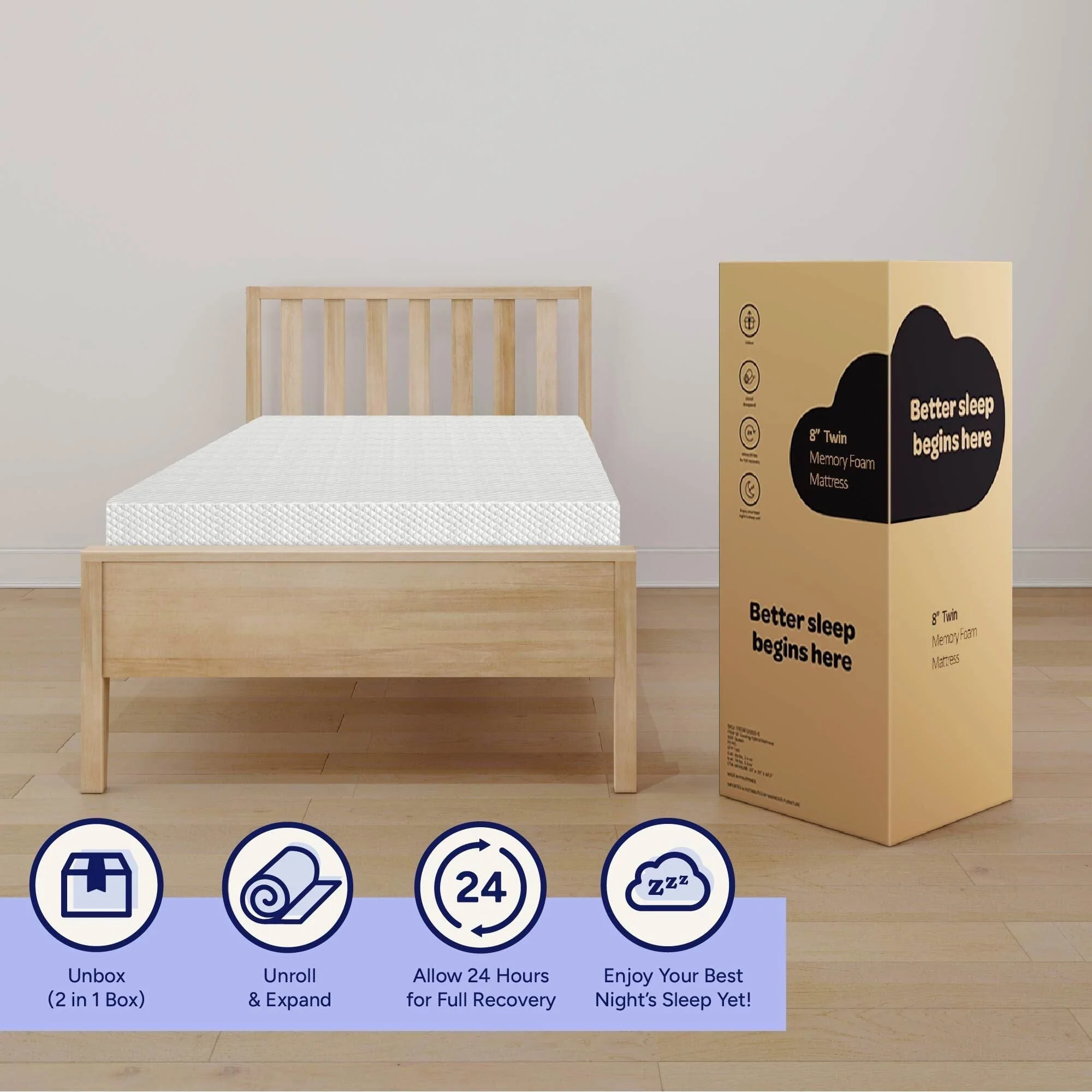 Two Pack 8-Inch Twin Memory Foam Mattress - Image 10